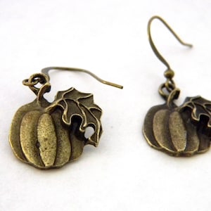 Pumpkin Earrings Antique Bronze Color Dangle Earrings
