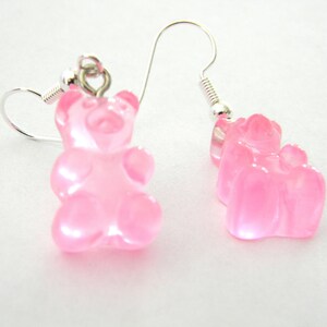 Gummy Bear Earrings, Pink Color, Candy Earrings, Fun Earrings, Acrylic Earrings image 1