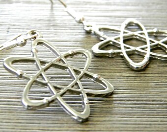 Atom Earrings Silver Color Science Earrings Dangle Chemistry Earrings