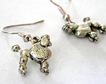 Poodle Earrings Silver Color Dangle Earrings Dog Earrings