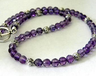 Amethyst Stone Necklace Purple Stone Necklace 18 Inch Toggle Clasp