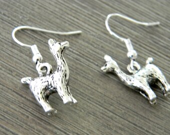 Llama Earrings, Dangle Earrings, Silver Color Llama Earrings, Alpaca Earrings, Animal Earrings