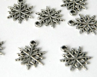 Silver Snowflake Charms Set of 10 Silver Color 20x15mm