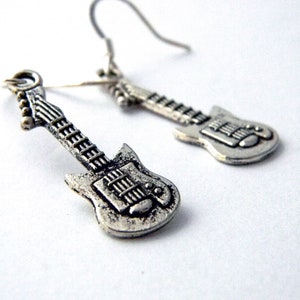 Electric Guitar Earrings Silver Color Dangle Earrings Music Earrings