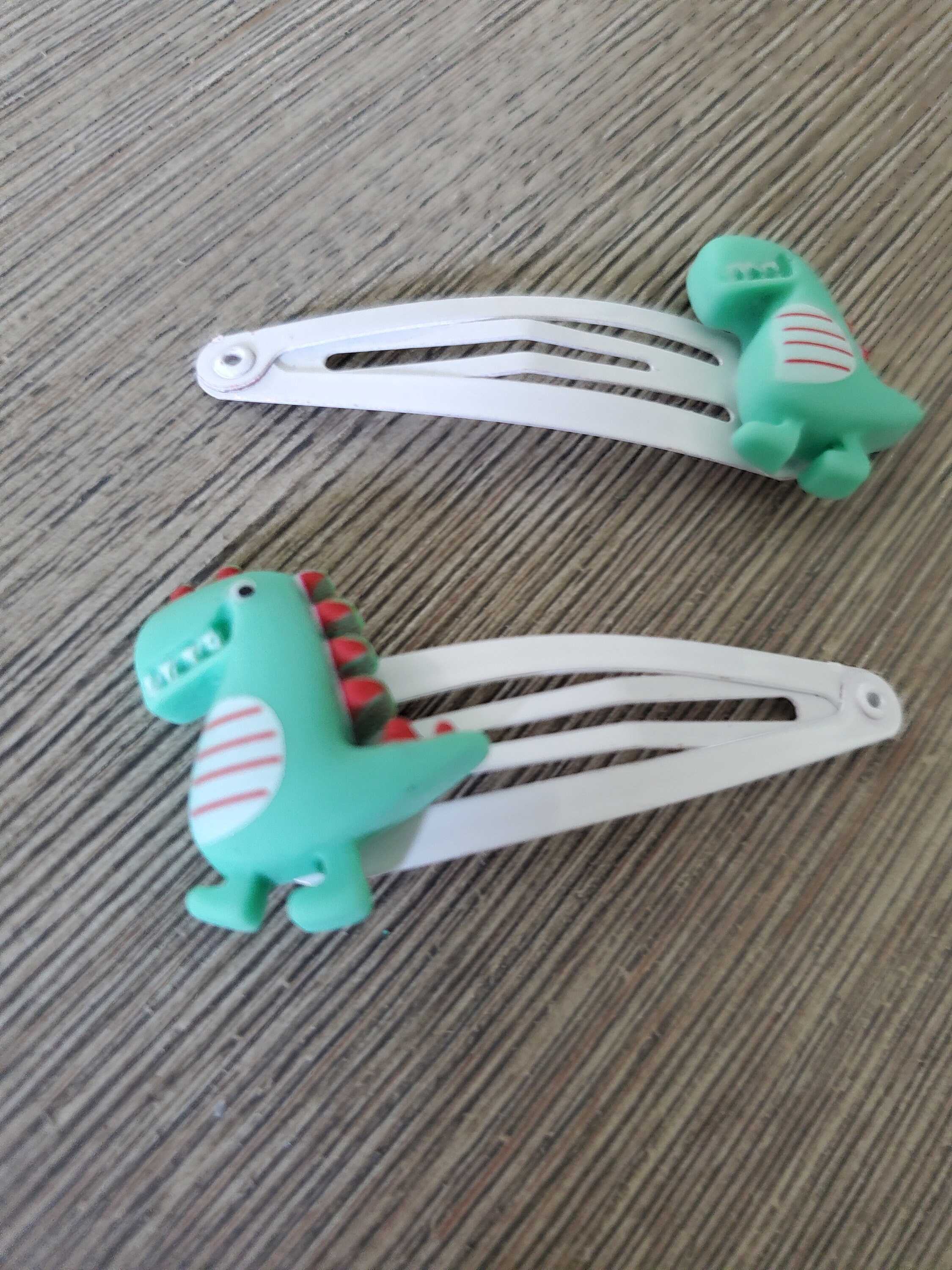 Green Dinosaur Hair Clips Set Of Two White Hair Clip Metal Etsy