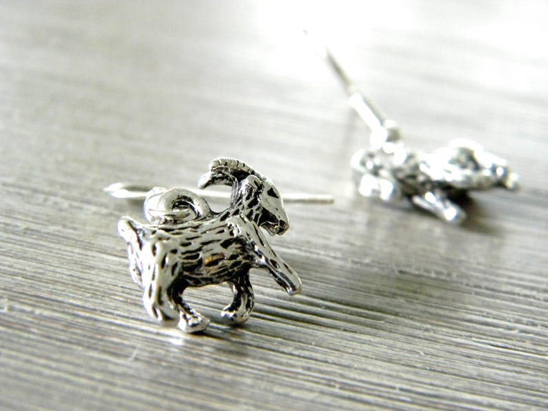Goat Earrings Silver Color Dangle Earrings Animal Earrings Three Dimensional