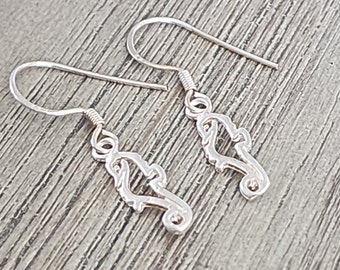 Seahorse Sterling Silver Earrings Dangle Earrings Outline