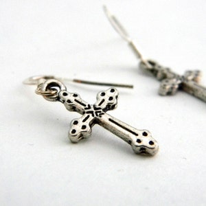 Simple Cross Earrings Silver Color Dangle Earrings