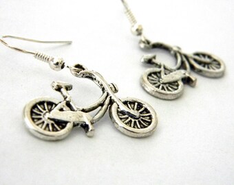 Bicycle Earrings Silver Color Dangle Earrings