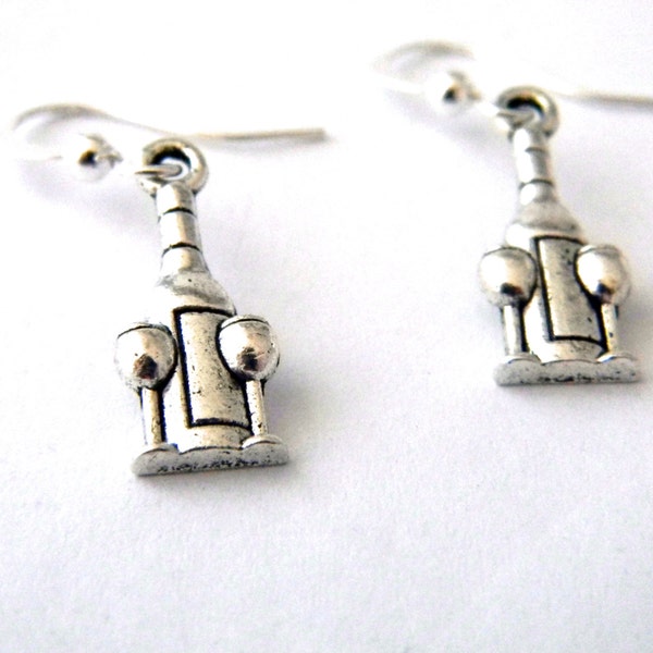 Wine Bottle Earrings Silver Color Dangle Earrings Wine Glass Earrings