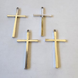 Long Silver Cross Charms Simple Cross 43x25mm