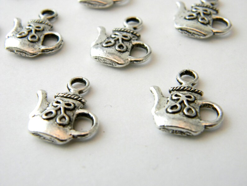 Teapot Charms Set of 10 Silver Color 16x13mm Etsy