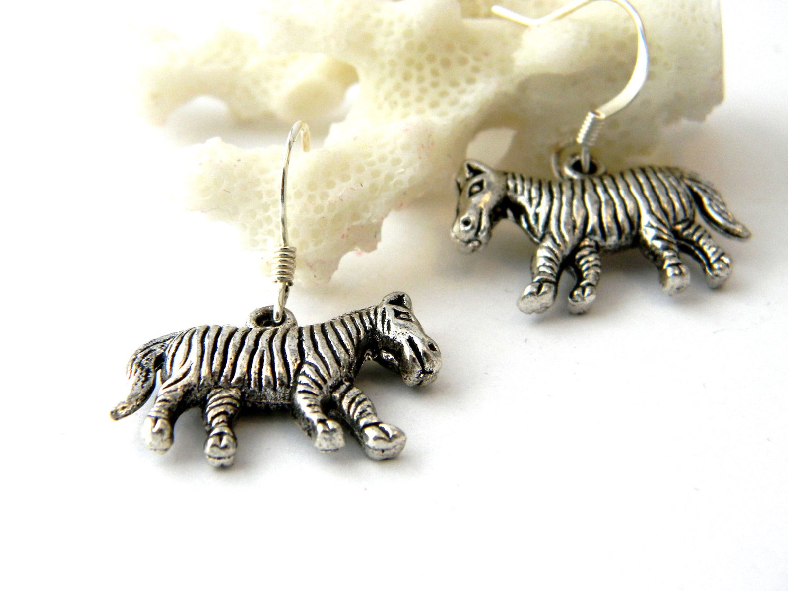 Zebra Earrings Silver Color Dangle Earrings Etsy Norway