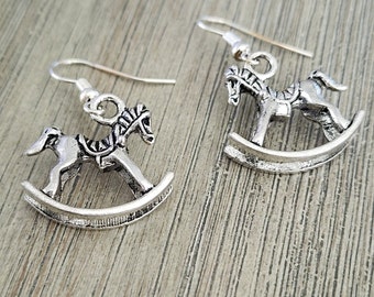 Rocking Horse Earrings Silver Colored Dangle Earrings