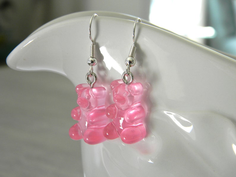 Gummy Bear Earrings, Pink Color, Candy Earrings, Fun Earrings, Acrylic Earrings image 2