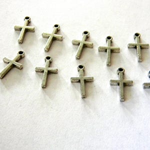 Simple Cross Charms Set of 10 Silver Color 18x10mm Double Sided image 5