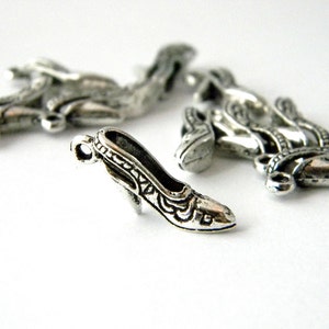 High Heel Shoe Charms Set of 10 Silver Color 23x5mm