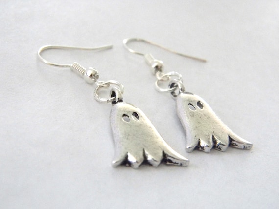4048 Antique Silver Ghost Dangle Earrings