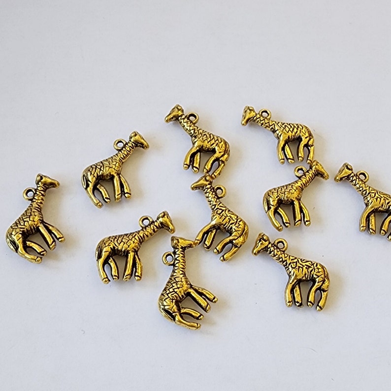 Giraffe Charms Set of 10 Gold Color 19x22mm Double Sided image 3