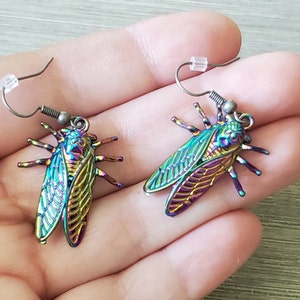 Cicada Earrings Rainbow Color Dangle Earrings