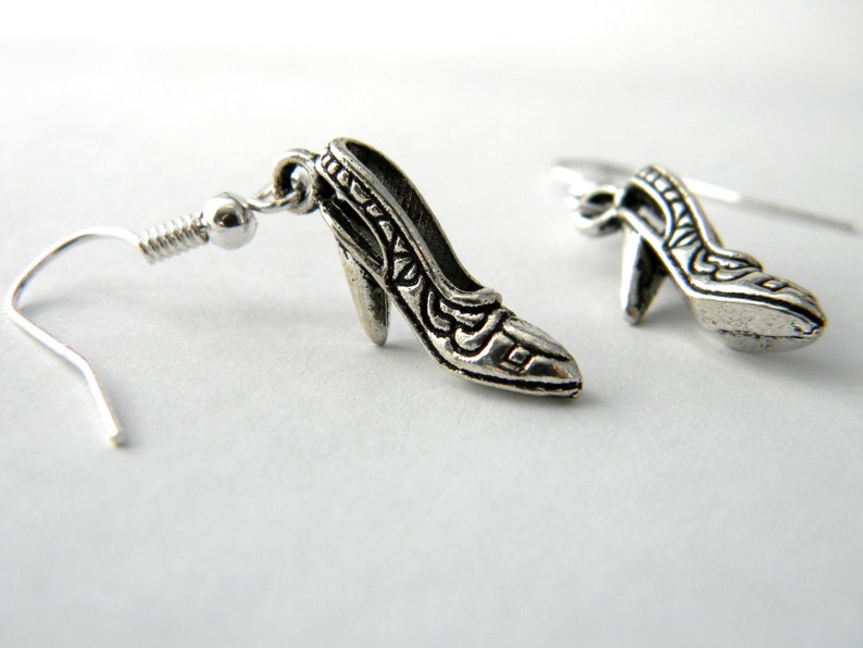 High Heel Shoe Earrings Silver Color Dangle Earrings Etsy