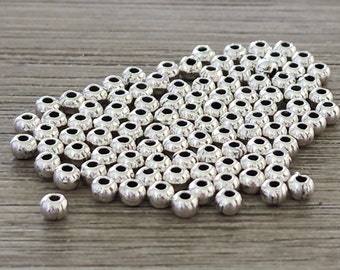 Round Metal Spacer Beads 3mm Silver Color