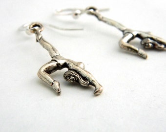 Gymnastics Earrings Silver Color Gymnast Earrings Dangle Earrings