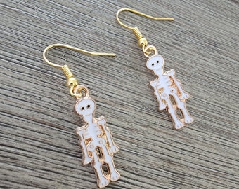 Enamel Skeleton Earrings Gold Color Dangle Earrings