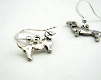 Dachshund Earrings Silver Color Dangle Earrings Dog Earrings