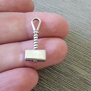 Hammer Charms Set of Six Silver Color 23x10mm