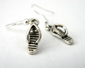 Silver Sandal Earrings Dangle Earrings Flip Flop Earrings Silver Color