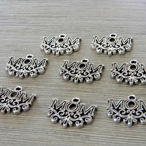 Mom Charms Set of 8 Silver Color 17x20mm image 6