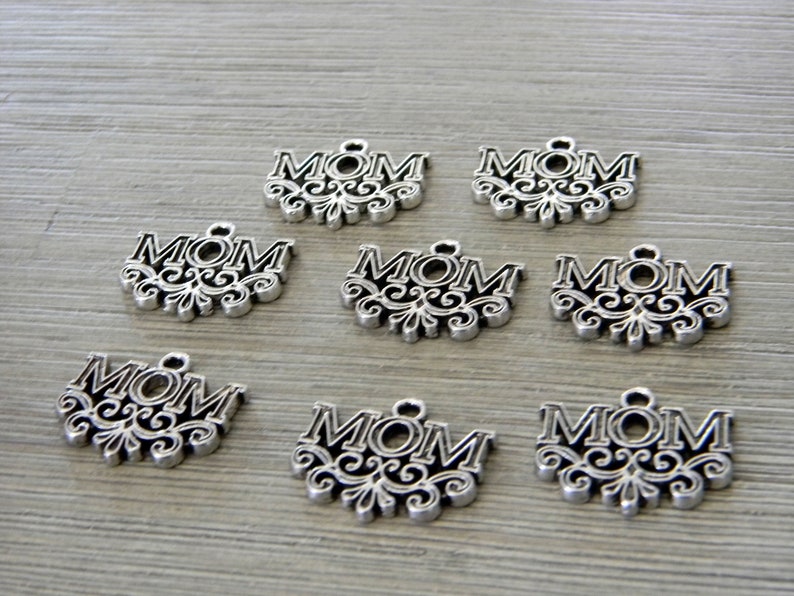 Mom Charms Set of 8 Silver Color 17x20mm image 6