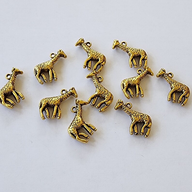 Giraffe Charms Set of 10 Gold Color 19x22mm Double Sided image 4