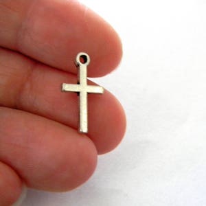 Simple Cross Charms Set of 10 Silver Color 18x10mm Double Sided image 6
