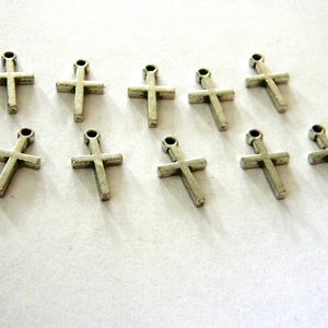 Simple Cross Charms Set of 10 Silver Color 18x10mm Double Sided image 3