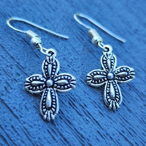Cross Earrings Silver Color Dangle Earrings