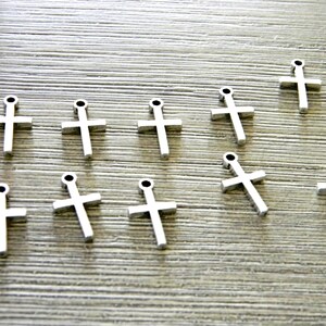 Simple Cross Charms Set of 10 Silver Color 18x10mm Double Sided image 2