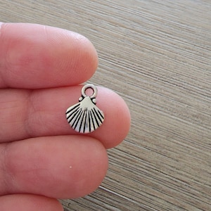 May include: Silver seashell charm with a loop for attaching to jewelry or crafts.