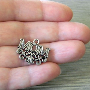 Mom Charms Set of 8 Silver Color 17x20mm image 8