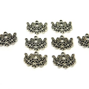 Mom Charms Set of 8 Silver Color 17x20mm image 3