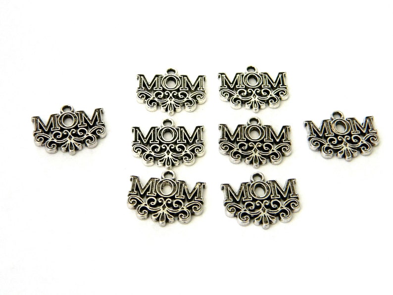 Mom Charms Set of 8 Silver Color 17x20mm image 3