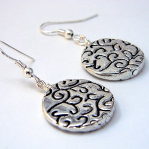 Silver Circle Earrings Dangle Earrings