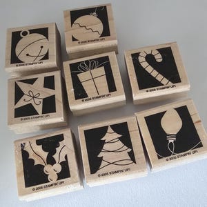 Stampin Up Holiday Blocks 8 Piece Gently Used Set Christmas Stamps