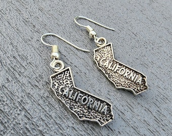 California State Earrings Silver Color Dangle Earrings