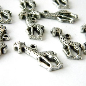 Giraffe Charms Set of 10 Silver Color 25x10mm image 4