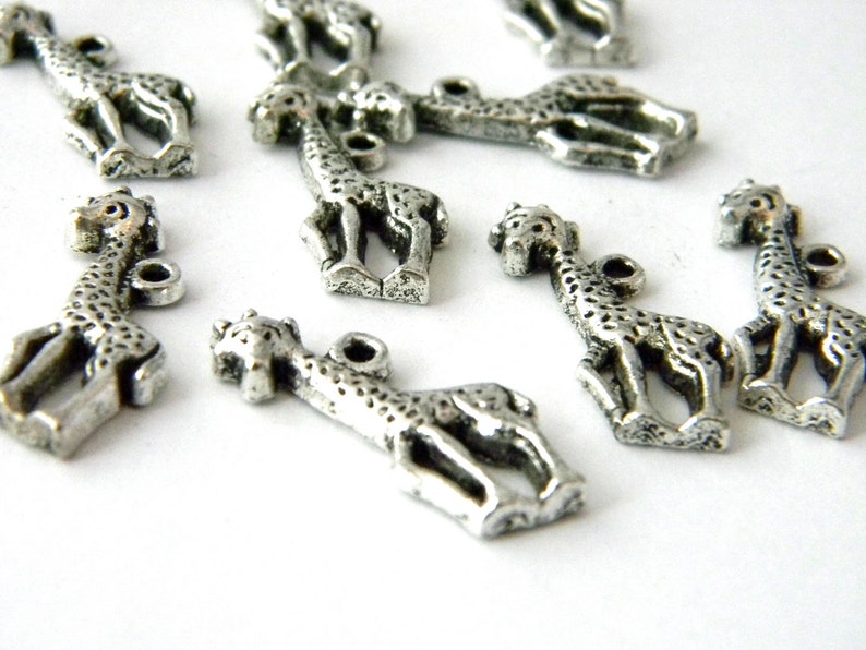 Giraffe Charms Set of 10 Silver Color 25x10mm image 4