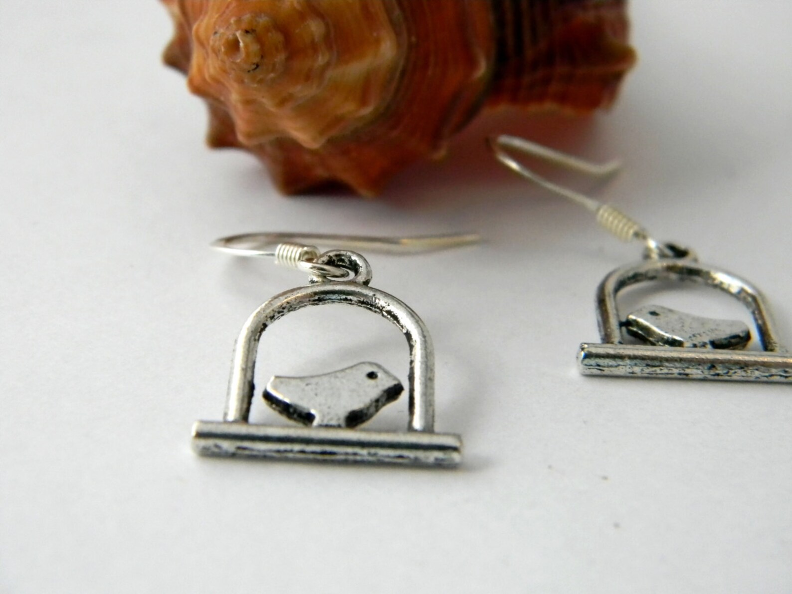 Bird on a Perch Earrings Silver Color Earrings Dangle Earrings Etsy