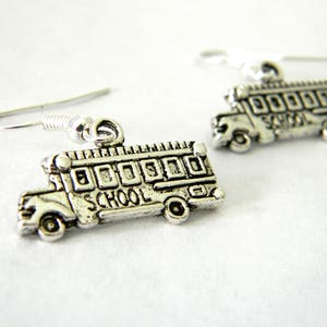 School Bus Earrings Silver Color Dangle Earrings image 2