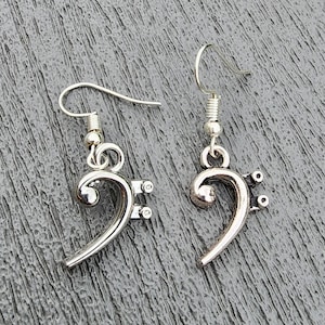 Bass Clef Music Earrings Silver Color Dangle Earrings